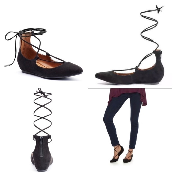 Candies Kraizin Black Lace Up Pointed Toe 6 - Picture 1 of 8